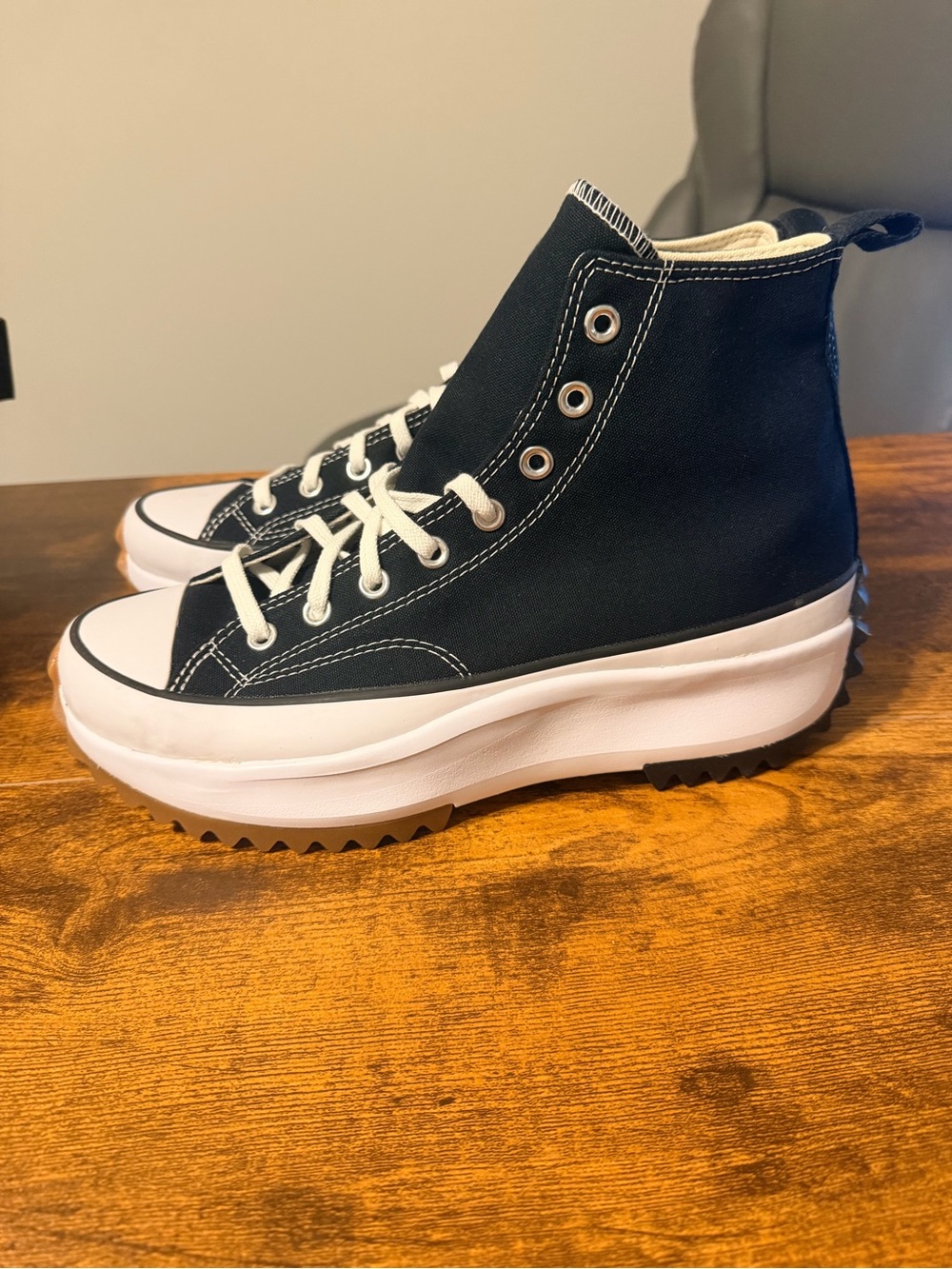 Converse Black and White Platform Run Star Hike Sneakers